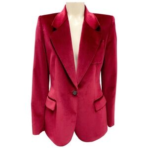 BARBARA BUI POMEGRANATE FITTED VELVET JACKET